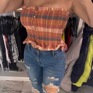 American Eagle Strapless Cropped Top